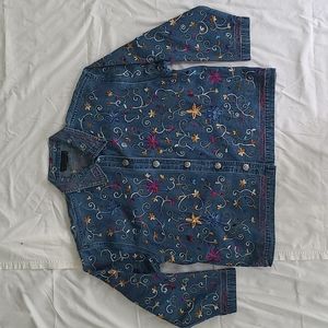 Denim Embroidered Floral jacket shirt